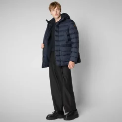 Men's animal free hooded Animal free Puffer jacket Lyle in blue black