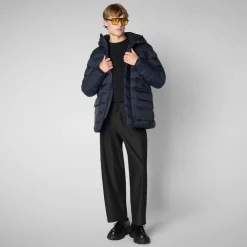 Men's animal free hooded Animal free Puffer jacket Lyle in blue black