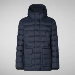 Men's animal free hooded Animal free Puffer jacket Lyle in blue black