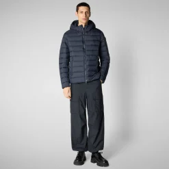 Men's  animal free hooded Animal free Puffer jacket Hector in blue black