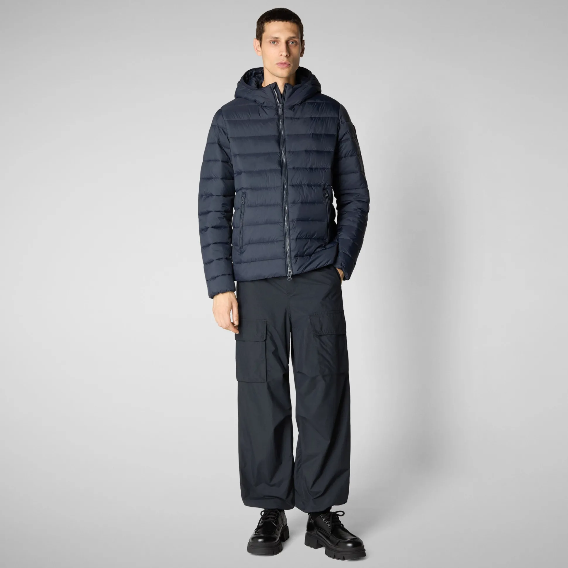 Men's animal free hooded Animal free Puffer jacket Hector in blue black