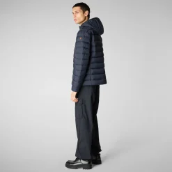 Men's  animal free hooded Animal free Puffer jacket Hector in blue black