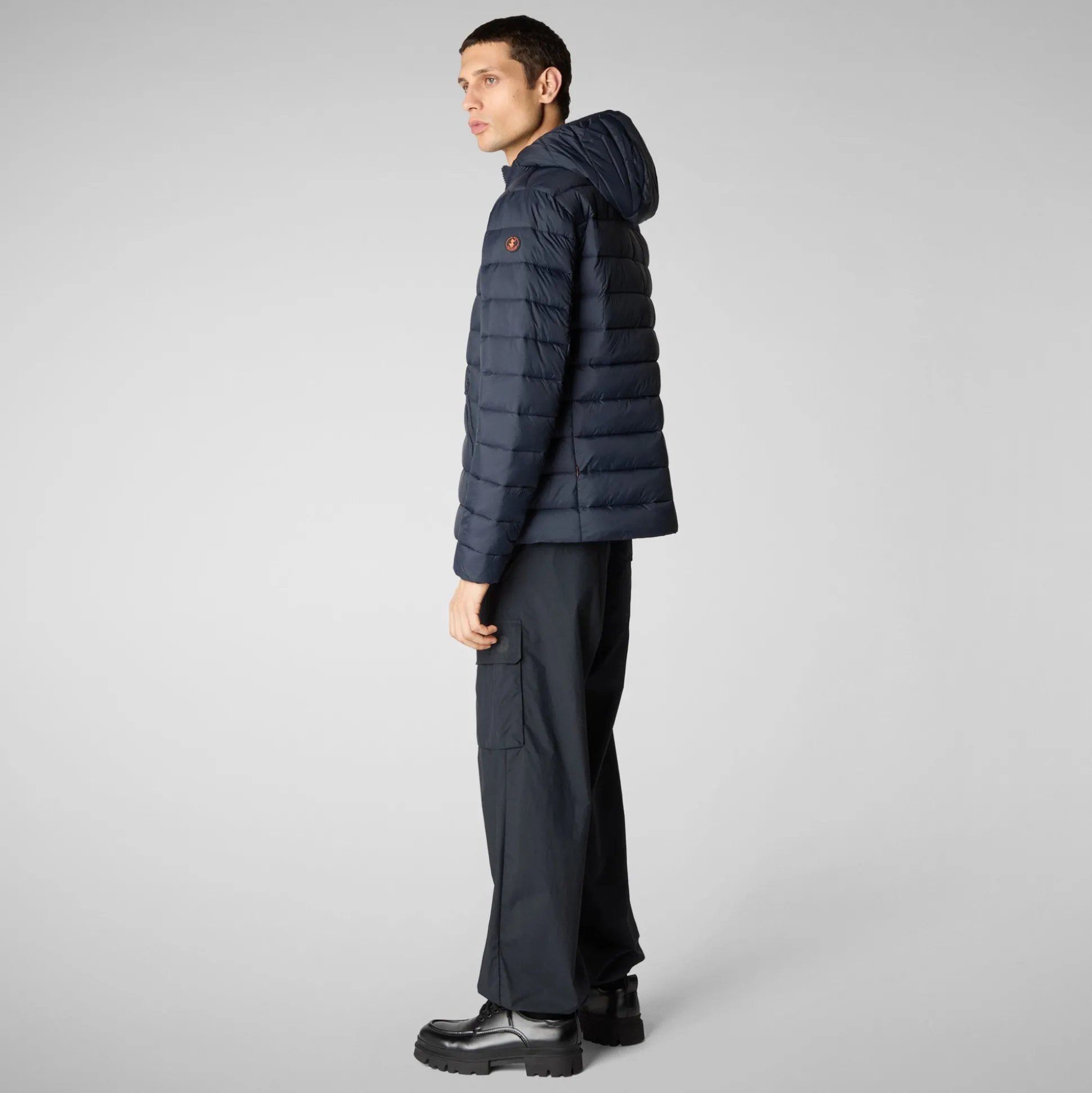 Men's animal free hooded Animal free Puffer jacket Hector in blue black