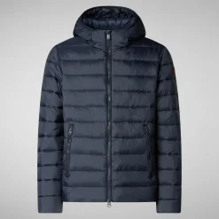 Men's animal free hooded Animal free Puffer jacket Hector in blue black