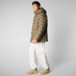 Men's  animal free hooded Animal free Puffer jacket Lyle in mud grey