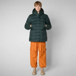 Men's animal free hooded Animal free Puffer jacket Lyle in green black