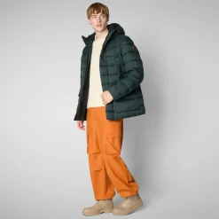 Men's animal free hooded Animal free Puffer jacket Lyle in green black