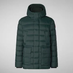 Men's animal free hooded Animal free Puffer jacket Lyle in green black