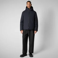 Men's animal free hooded jacket Barnaby in BLUE BLACK