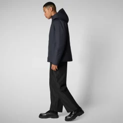 Men's animal free hooded jacket Barnaby in BLUE BLACK