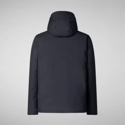 Men's animal free hooded jacket Barnaby in BLUE BLACK