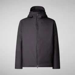 Men's animal free hooded jacket Barnaby in CHARCOAL GREY MELANGE