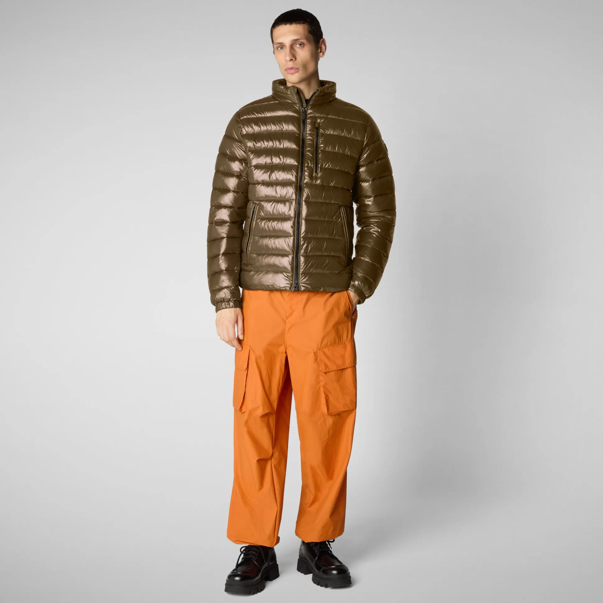 Men's animal free Puffer jacket Holden in bark green