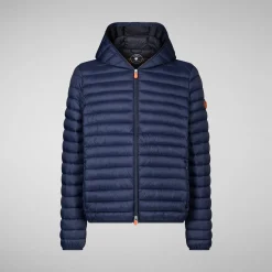 Men's Donald Hooded Puffer Jacket in Navy Blue