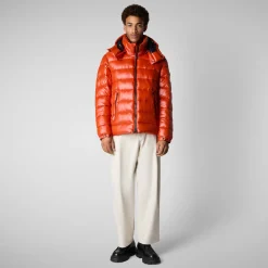 Men's  Florian Hooded Animal free Puffer Jacket in Maple Orange