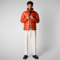 Men's  Florian Hooded Animal free Puffer Jacket in Maple Orange