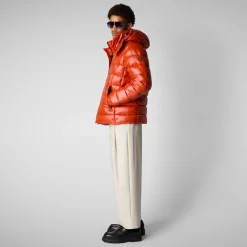 Men's  Florian Hooded Animal free Puffer Jacket in Maple Orange