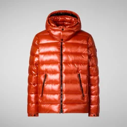 Men's  Florian Hooded Animal free Puffer Jacket in Maple Orange
