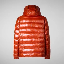 Men's  Florian Hooded Animal free Puffer Jacket in Maple Orange