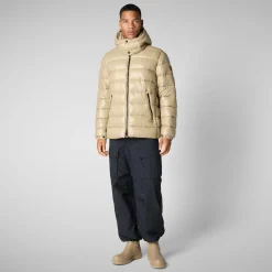 Men's  Florian Hooded Animal free Puffer Jacket in Wood Beige