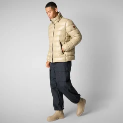 Men's  Florian Hooded Animal free Puffer Jacket in Wood Beige