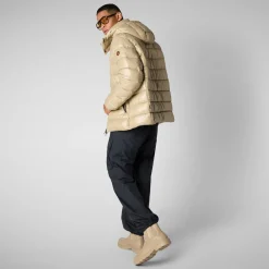 Men's  Florian Hooded Animal free Puffer Jacket in Wood Beige