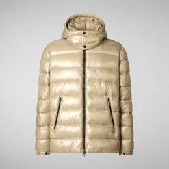Men's  Florian Hooded Animal free Puffer Jacket in Wood Beige