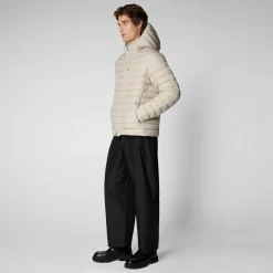 Men's Hooded Animal free Puffer Jacket Juncus in Rainy Beige