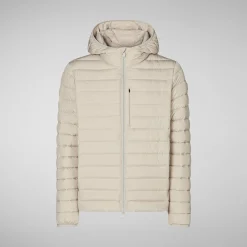 Men's Hooded Animal free Puffer Jacket Juncus in Rainy Beige