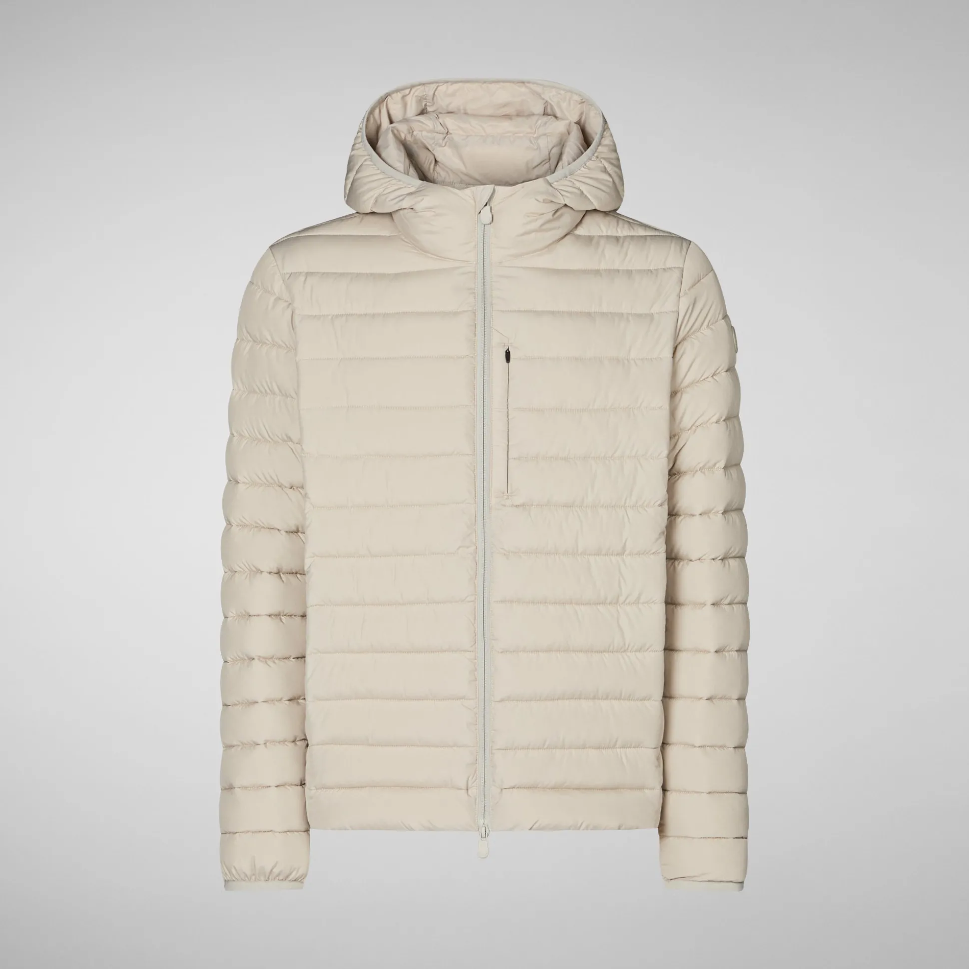 Men's Hooded Animal free Puffer Jacket Juncus in Rainy Beige