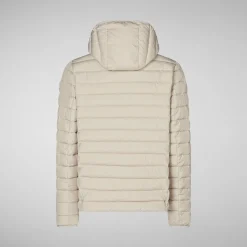 Men's Hooded Animal free Puffer Jacket Juncus in Rainy Beige