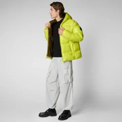 Men's Hooded Animal free Puffer Jacket Edgard Lichen Green