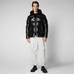 Men's Hooded Animal free Puffer Jacket Edgard Black