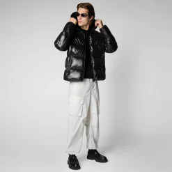 Men's Hooded Animal free Puffer Jacket Edgard Black