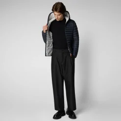 Men's Hooded Animal free Puffer Jacket Donald in Grey Black