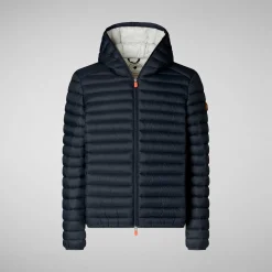 Men's Hooded Animal free Puffer Jacket Donald in Grey Black