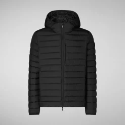 Men's Hooded Animal free Puffer Jacket Juncus in Black