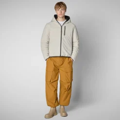 Men's Hooded Animal free Puffer Jacket Ezra in Rainy Beige