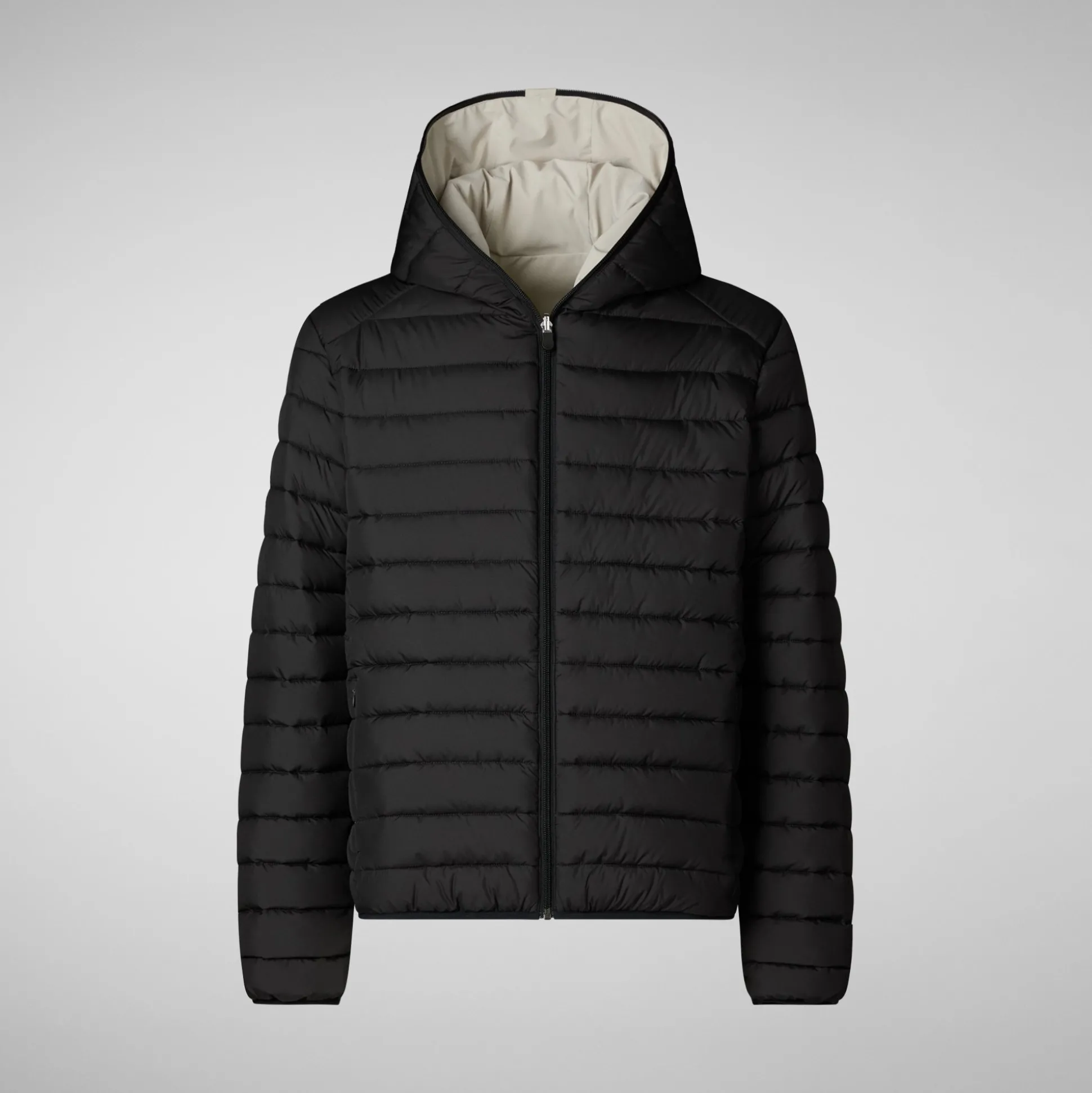 Men's Hooded Animal free Puffer Jacket Ezra in Rainy Beige