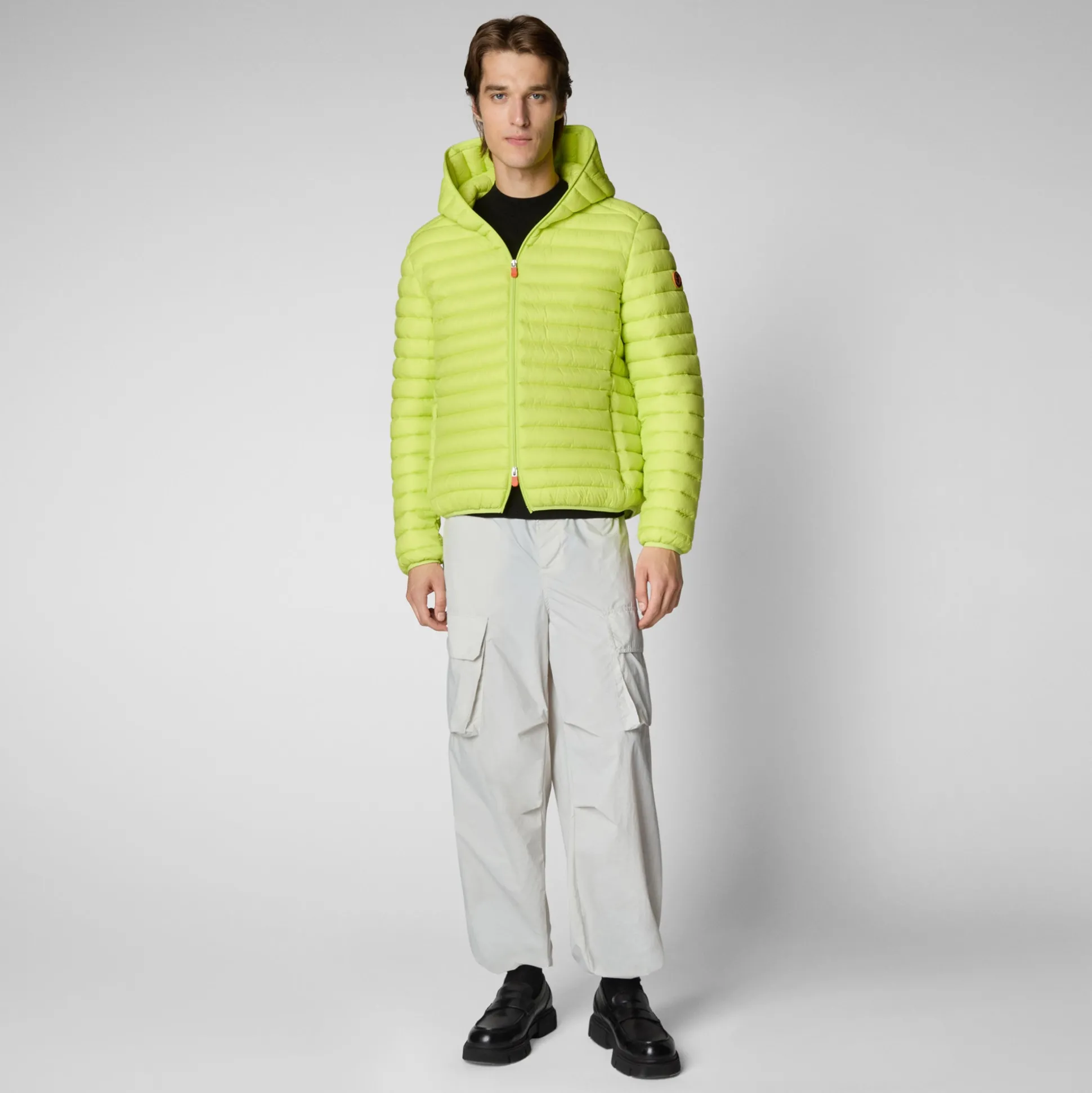 Men's Hooded Animal free Puffer Jacket Donald in Lichen Green