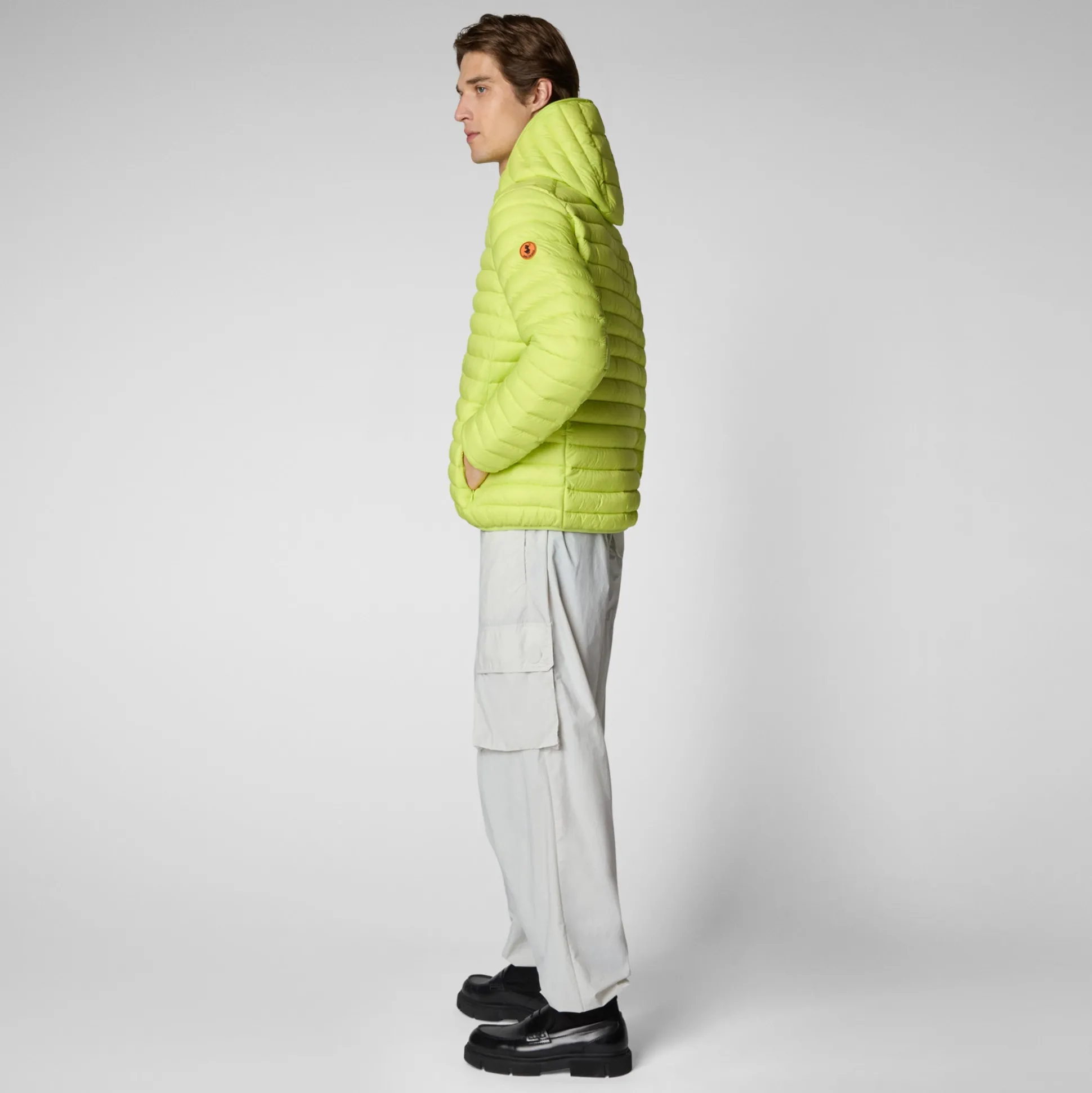 Men's Hooded Animal free Puffer Jacket Donald in Lichen Green