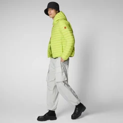 Men's Hooded Animal free Puffer Jacket Donald in Lichen Green