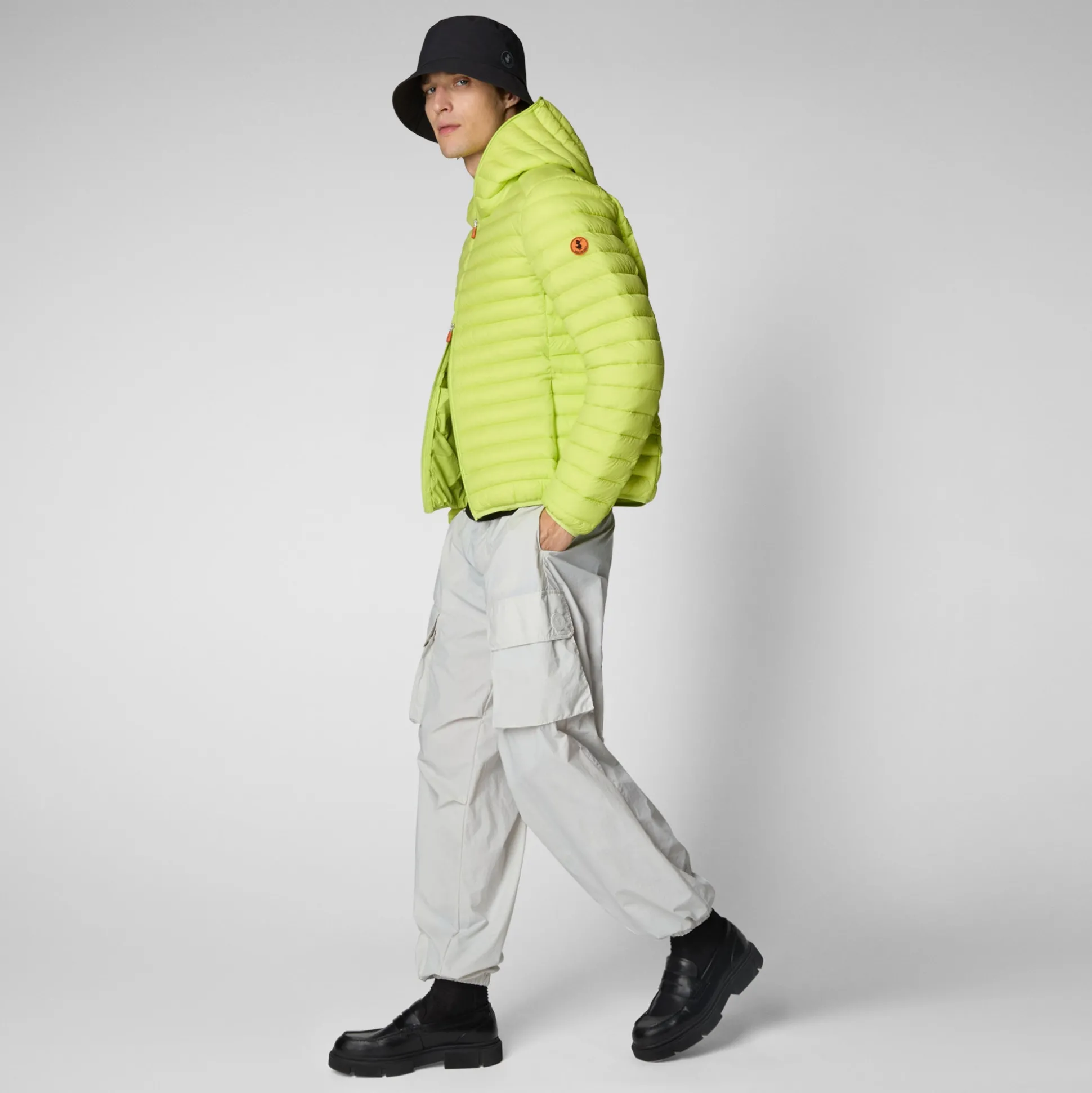 Men's Hooded Animal free Puffer Jacket Donald in Lichen Green