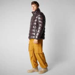 Men's Hooded Animal free Puffer Jacket Florian in Brown Black