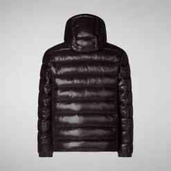 Men's Hooded Animal free Puffer Jacket Florian in Brown Black