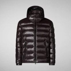 Men's Hooded Animal free Puffer Jacket Florian in Brown Black