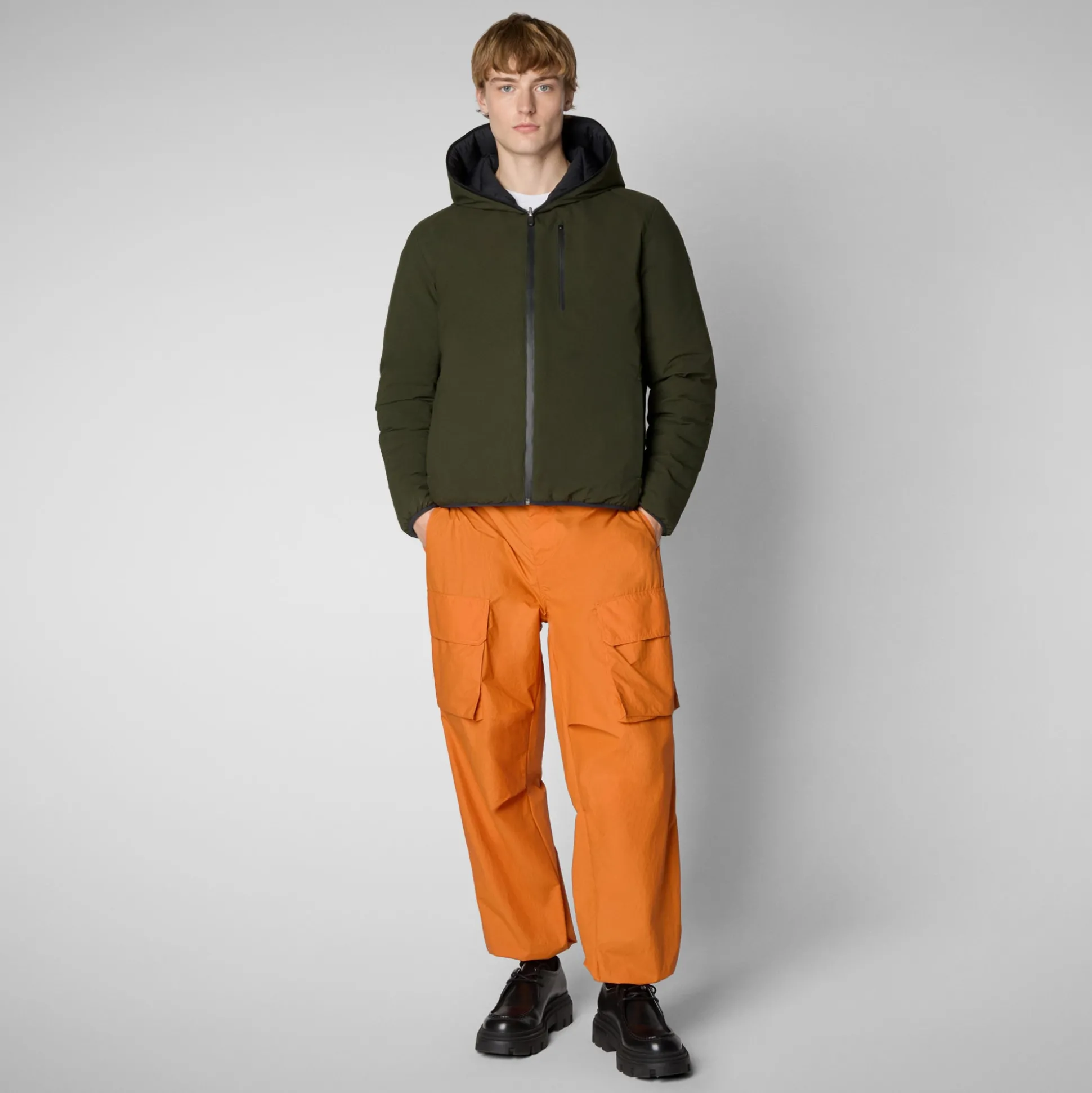 Men's Hooded Animal free Puffer Jacket Ezra in Land Green