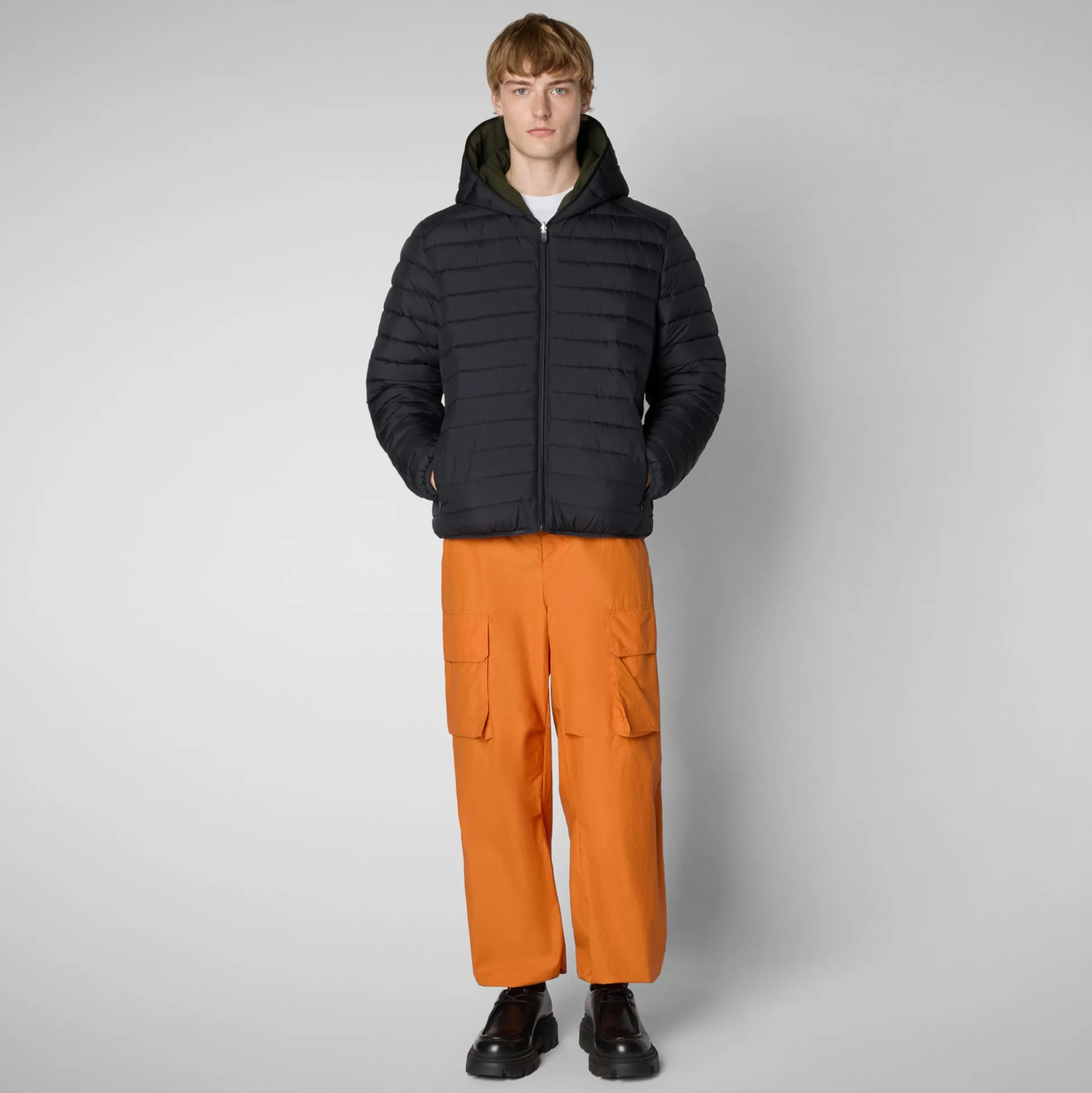 Men's Hooded Animal free Puffer Jacket Ezra in Land Green