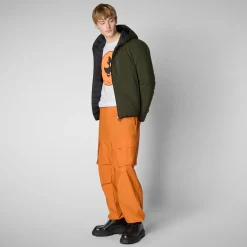 Men's Hooded Animal free Puffer Jacket Ezra in Land Green