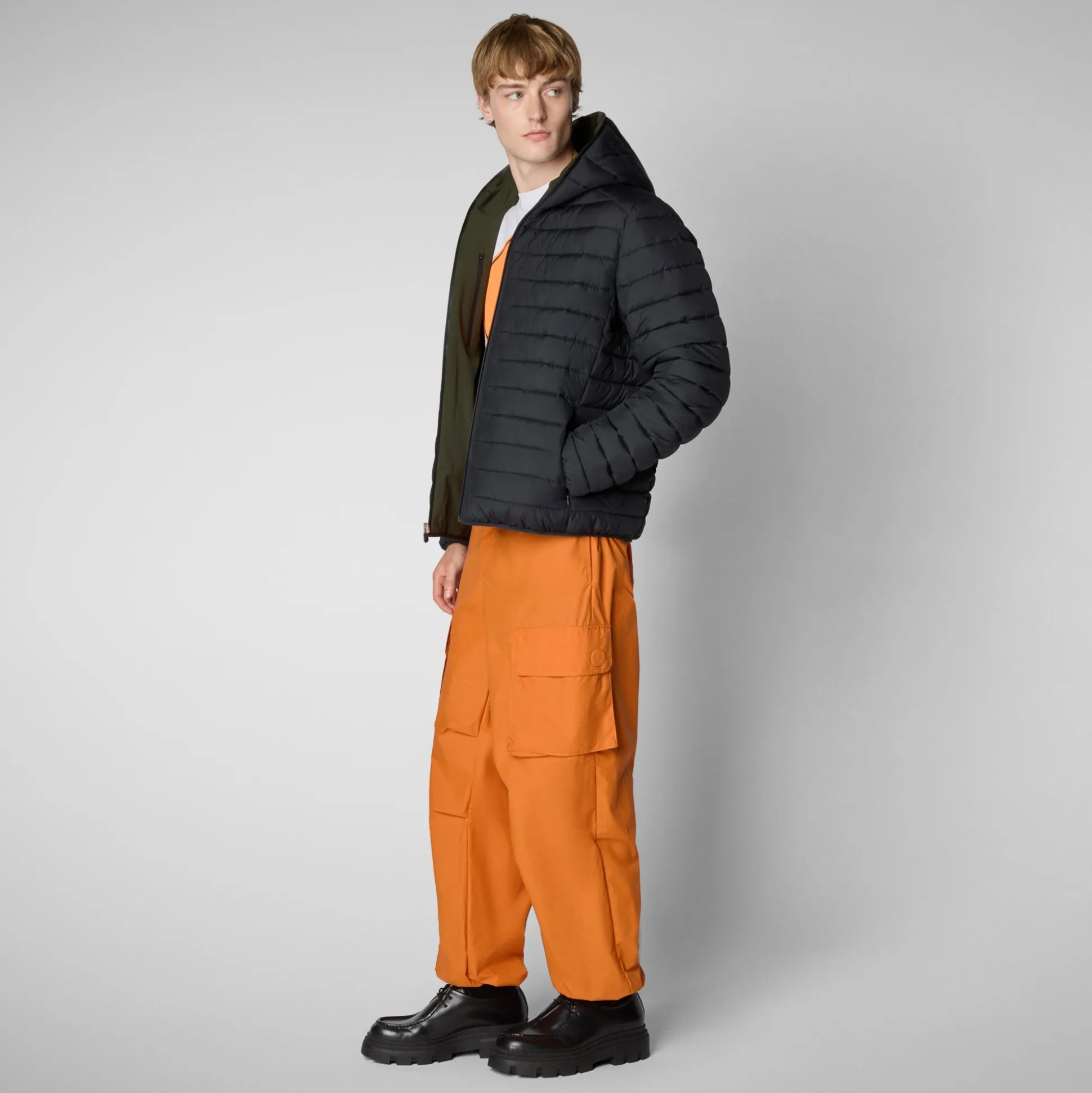 Men's Hooded Animal free Puffer Jacket Ezra in Land Green